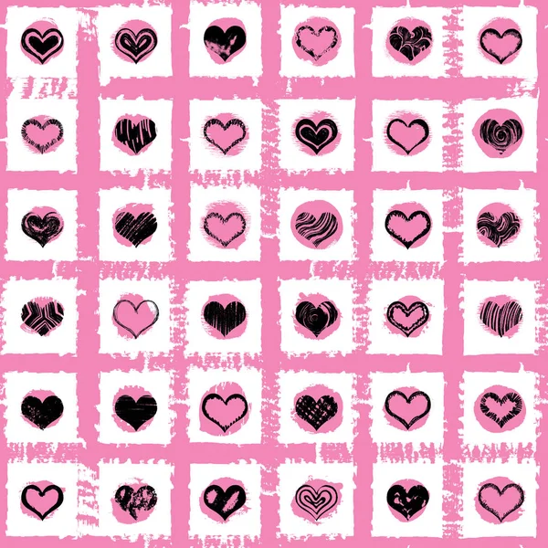 Seamless Pattern Print Grange Hearts World Kiss Day Valentine Day — Stock Vector