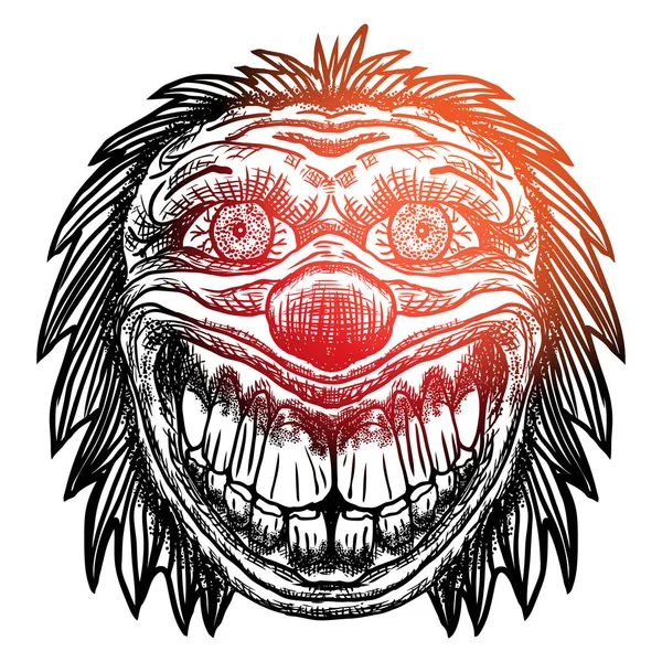 Blackwork volwassen vlees tattoo concept van duivel clown hoofd inspireren — Stockvector