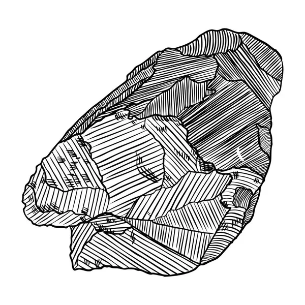 Pedra. Pedra ou rocha preta e branca na escotilha desenhada à mão — Vetor de Stock