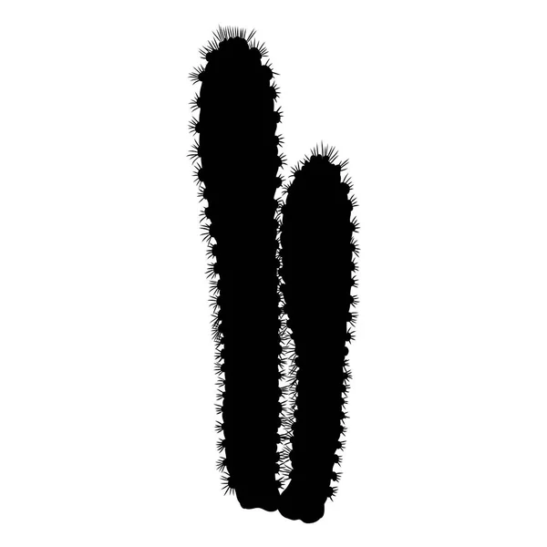 Siluet hitam kaktus liar. Tangan ditarik prickly cacti. Terr - Stok Vektor