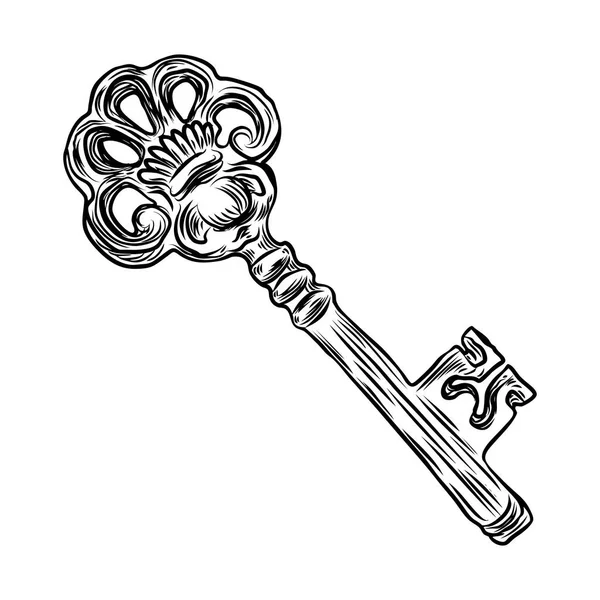 Ornamentale mittelalterliche Vintage-Schlüssel mit aufwändigem Design, viktorianische — Stockvektor