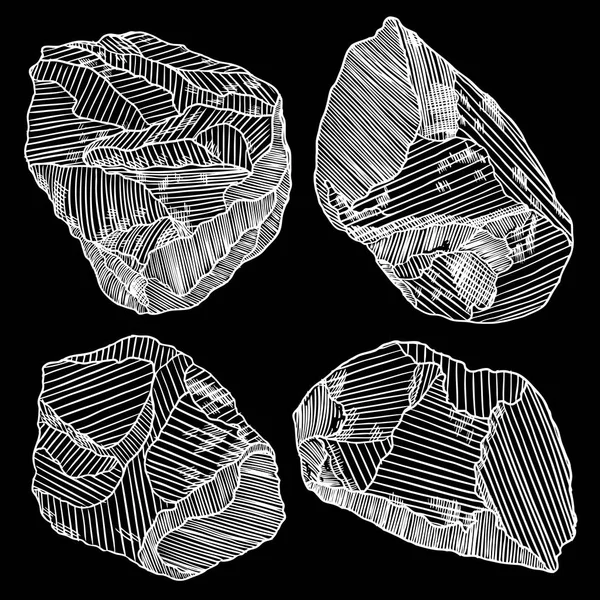 Gerçekçi elle çizilmiş Eskizler taşlar ve kayalar büyük kümesi. DIF