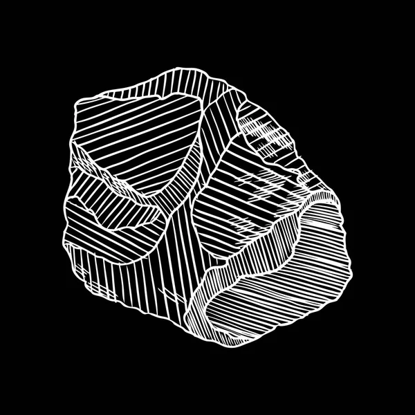 Pierre de roche. Pierre noire et blanche et roche en hachine dessinée à la main — Image vectorielle