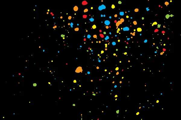 Fond noir avec de nombreuses chutes minuscules confettis ronds aléatoires, g — Image vectorielle