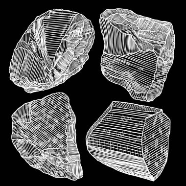 Taş çizilmiş stil ver. Farklı kayalar büyük kümesi. Coll