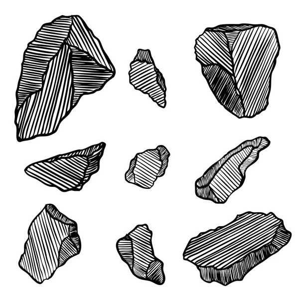 水晶, 宝石岩石和石头设置。地球魔法神圣元素 — 图库矢量图片
