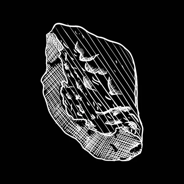 Stein Stein handgezeichneten Stil. großer Felsbrocken. Risse und Beschädigungen — Stockvektor
