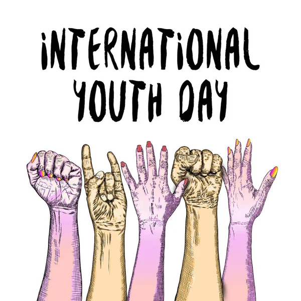 El concepto de día de la amistad, Día Internacional de la Juventud, DIJ cele — Archivo Imágenes Vectoriales