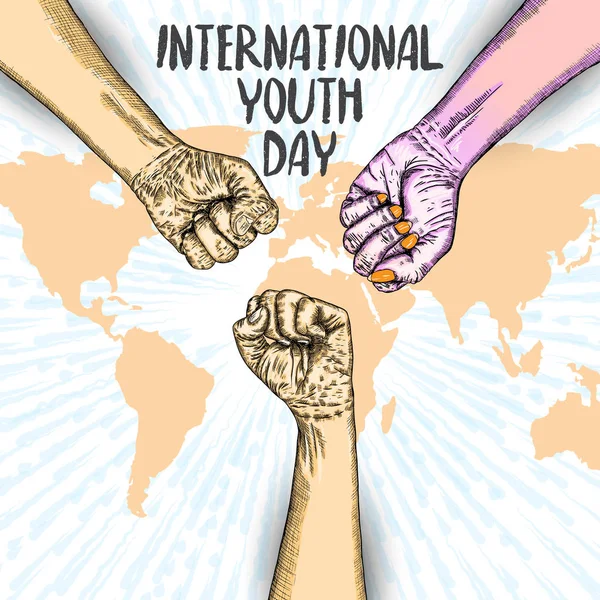 Διεθνής Νεολαία ημέρα σχέδιο στην ετήσια γιορτή της 12 Αυγούστου. — Διανυσματικό Αρχείο