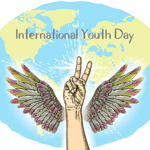Διεθνής Ημέρα Νεολαίας, τη διεθνή ημέρα νεολαίας είναι μια ημέρα ευαισθητοποίησης που ορίζονται από τ — Διανυσματικό Αρχείο