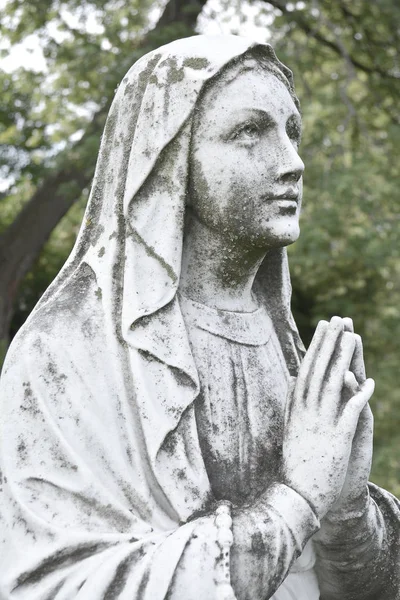 Maagd Maria. Heilige Moeder Maria te bidden. Antieke katholieke standbeeld r — Stockfoto