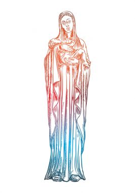 Saint Mary holding bebek İsa Mesih, Tanrı'nın oğlu onun elinde. C