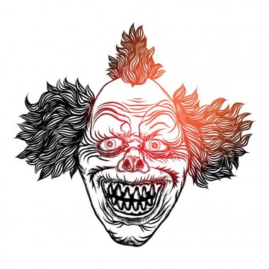 Korkutucu palyaço sirk korku filmi karakteri baş kavramı. Laughi