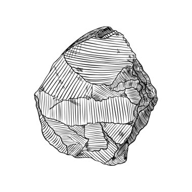 Taş. Siyah ve beyaz taş ya da kaya el kuluçka çizilmiş