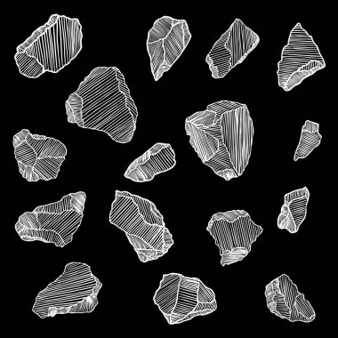 Değerli taşlar, elmas ve mineraller tasarımı. Yarım yamalak dak'ya koleksiyonu ayarla