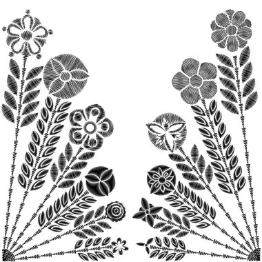 Çiçek desenli çağdaş çiçek nakış Basitleştirilmiş. Asymm