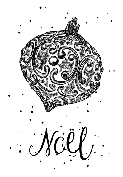 Diseño de tarjeta de felicitación de Año Nuevo con Navidad estilizada dibujada a mano — Archivo Imágenes Vectoriales
