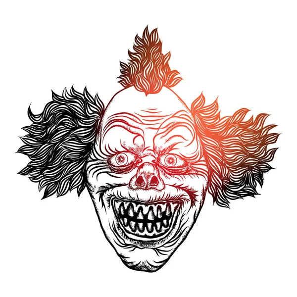 El concepto de cabeza de payaso aterrador del personaje de la película de terror circense. Laughi. — Vector de stock