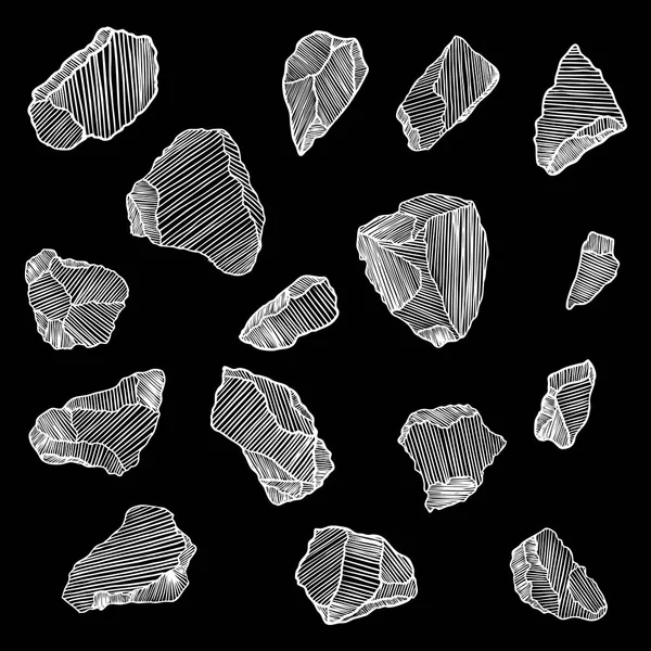 Πολύτιμοι λίθοι, διαμάντι και ορυκτά σχεδιασμός. Συλλογή σετ σχηματικό min — Διανυσματικό Αρχείο