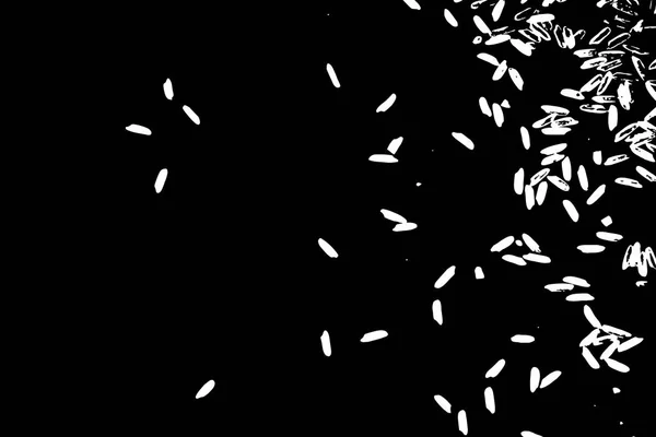 Белый рис на черном фоне. Органическая текстура. Силуэт r — стоковый вектор