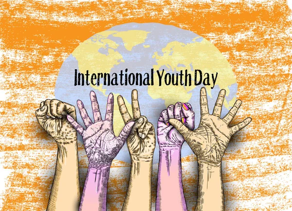 Internationella ungdomsdagen, Iyd är en medvetenhet dag utsetts av t — Stock vektor