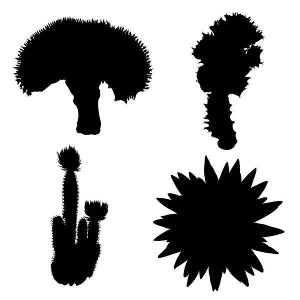 Silhouettes noires décor de mode cactus. Cactus mood collecti — Image vectorielle