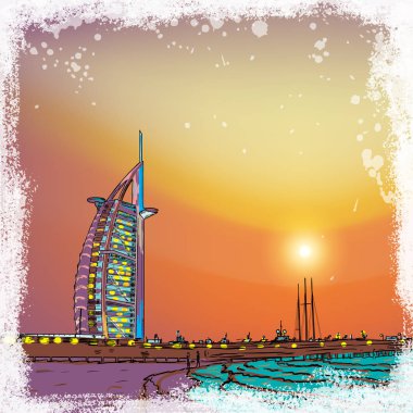 Burj Al Arab ışıklar gece, Araplar, lüks Kulesi 