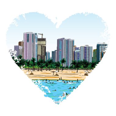 Suluboya sıçrama taslağını Marina DUBAI Uae. Şehir ve coa plaj
