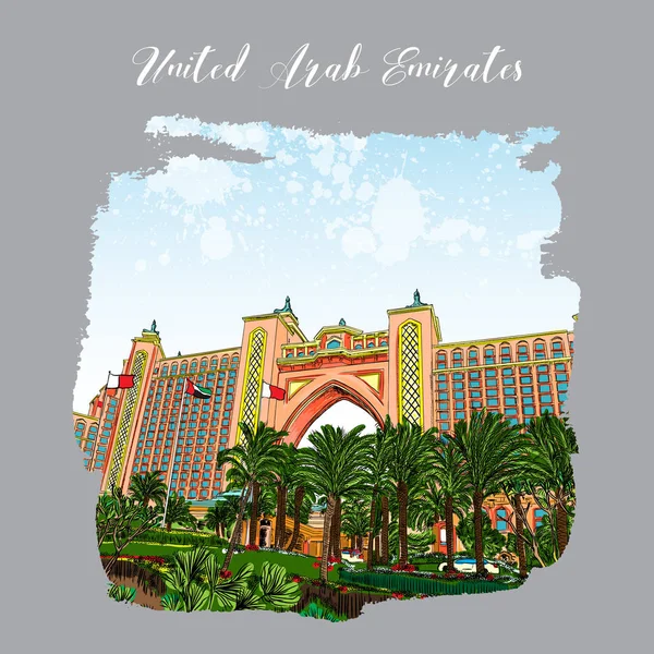 Atlantis, The Palm é um resort de hotel de luxo — Vetor de Stock