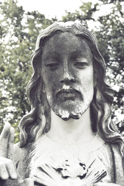 Jézus Krisztus király-szobor. Isten fia a Szent Szív art c — Stock Fotó