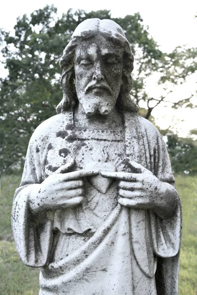 Jesus statue close up with Sacred heart. Jesus Christ the King,