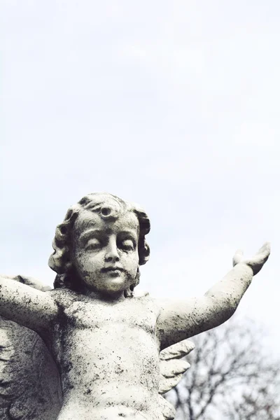 Escultura de anjo no parque do cemitério. Estátua de pedra do anjo p — Fotografia de Stock