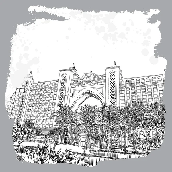 Atlantis, The Palm es un complejo hotelero de lujo situado en el Jumei — Vector de stock