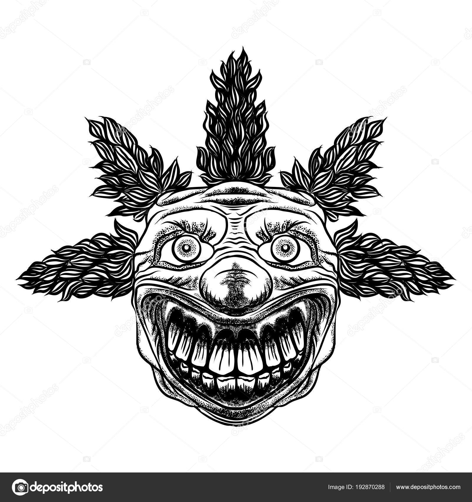 Evil scary clown monster with big nose and sharp teeth. Horror c Stock  Vector by ©goldenshrimp 192870288