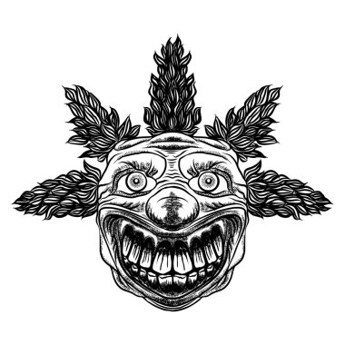 Koca burunlu ve keskin dişleri ile kötü korkutucu palyaço canavar. Korku c