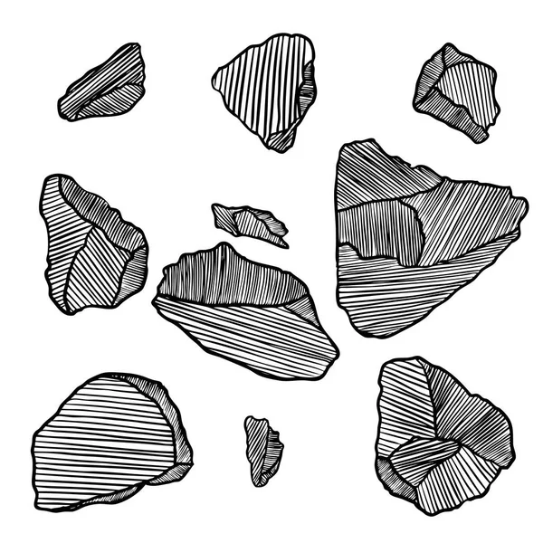 Cristalli, pietre e pietre incastonate. Terra magico sacro elemen — Vettoriale Stock