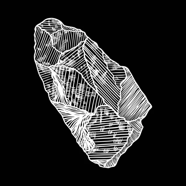 Pierre, pierre, élément sacré de terre magique, style d'éclosion dessiné à la main — Image vectorielle