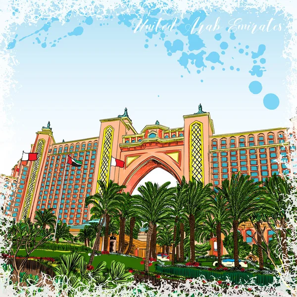 Atlantis, The Palm é um resort de hotel de luxo — Vetor de Stock