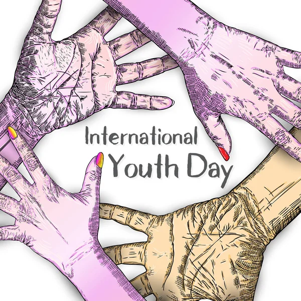 Internationale dag van de jeugd, Iyd is een dag ter bewustwording door t aangewezen — Stockvector
