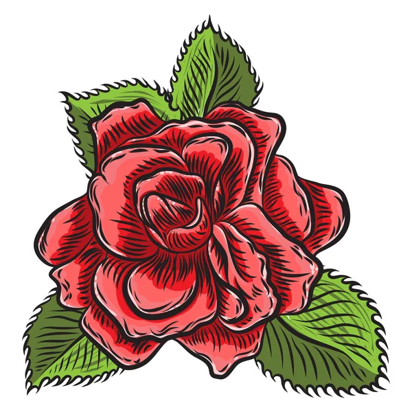Квітковий елемент квітки троянди з зеленим листям для дизайну букета , — стоковий вектор