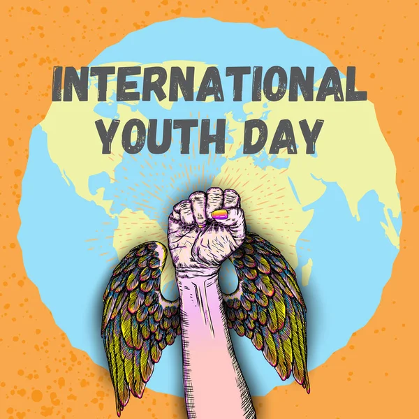 Διεθνής Ημέρα Νεολαίας, τη διεθνή ημέρα νεολαίας είναι μια ημέρα ευαισθητοποίησης που ορίζονται από τ — Διανυσματικό Αρχείο