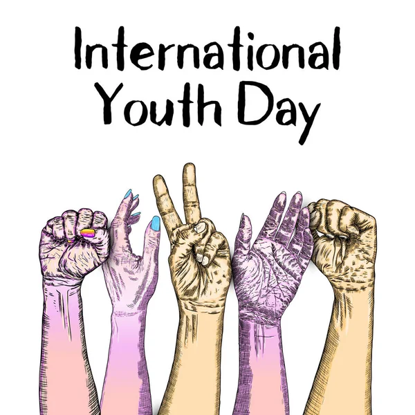 The concept of friendship day, International Youth Day, IYD cele — Stock Vector