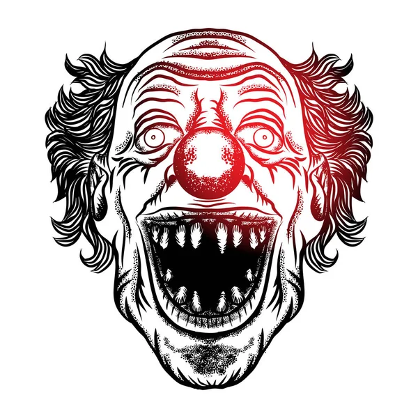 Halloween duivel enge clown voorkant hoofd. Lachende clown monster wi — Stockvector