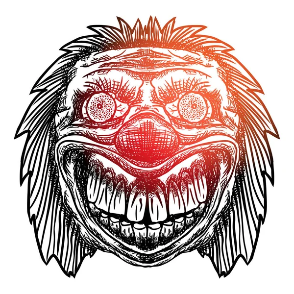 Blackwork volwassen vlees tattoo concept van duivel clown hoofd inspireren — Stockvector