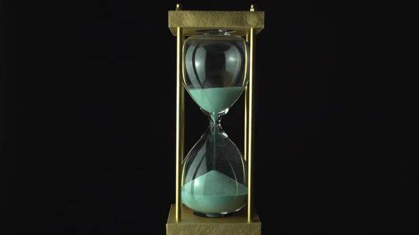 Koncepcja zegara klepsydry. Stary rocznik złoty metalowa ramka zielony — Zdjęcie stockowe