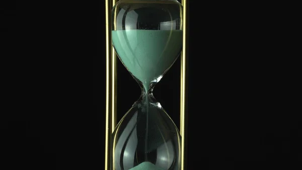 Clessidra orologio concetto di tempo. Vecchio oro vintage telaio in metallo verde — Foto Stock