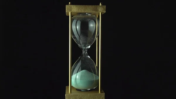 Ωριαίο ρολόι έννοια του χρόνου. Άνοιγμα του χρόνου άμμου τελειώνει στο en — Φωτογραφία Αρχείου