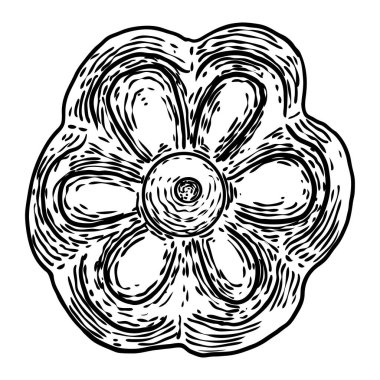 Barok antik tip çiçek desenli dairesel tasarım elementi. Anne!