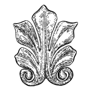 Çiçekler kabarır ve kıvrılır. Klasik barok yaprak parşömeni, flor