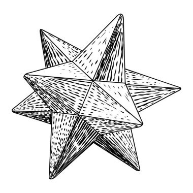 Gerçekçi düşük çokgen geometri şekilli yıldız kristali. 3d geometrik 